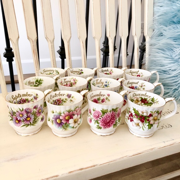 Royal Albert Other - Royal Albert, Bone China, Flower Of The Month Series, China Teacup, Set Of 12